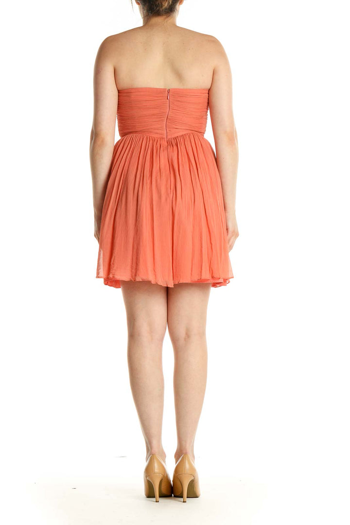 Orange Solid Fit & Flare Dress