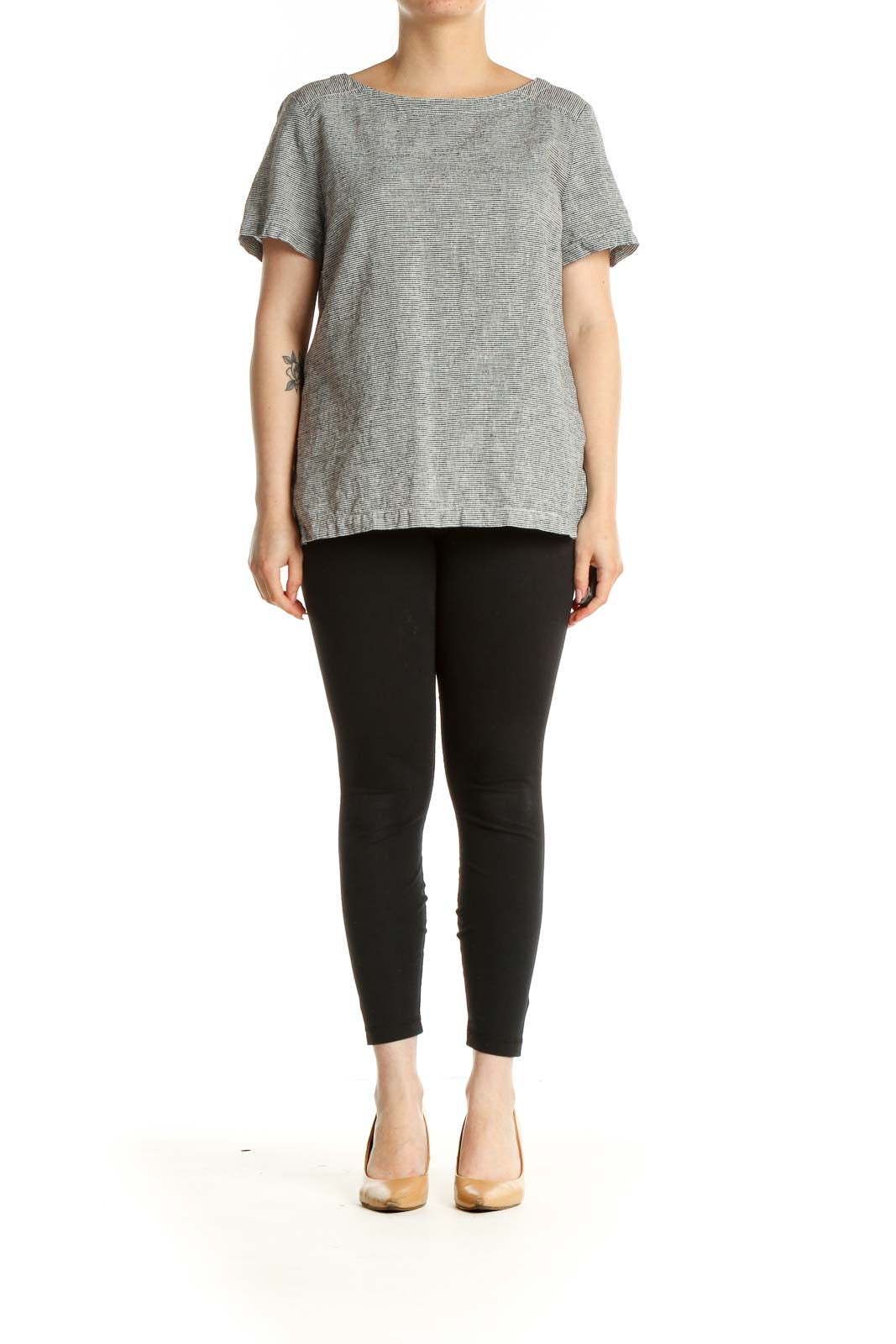 Gray Textured All Day Wear T-Shirt