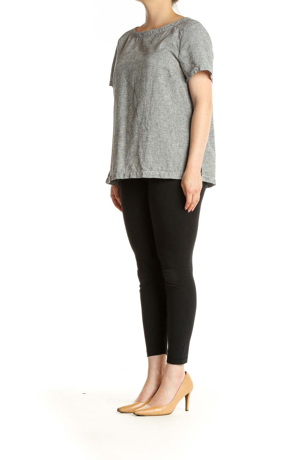 Gray Textured All Day Wear T-Shirt