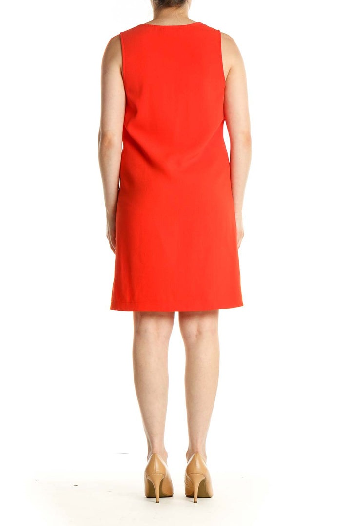 Red Solid Day Sheath Dress