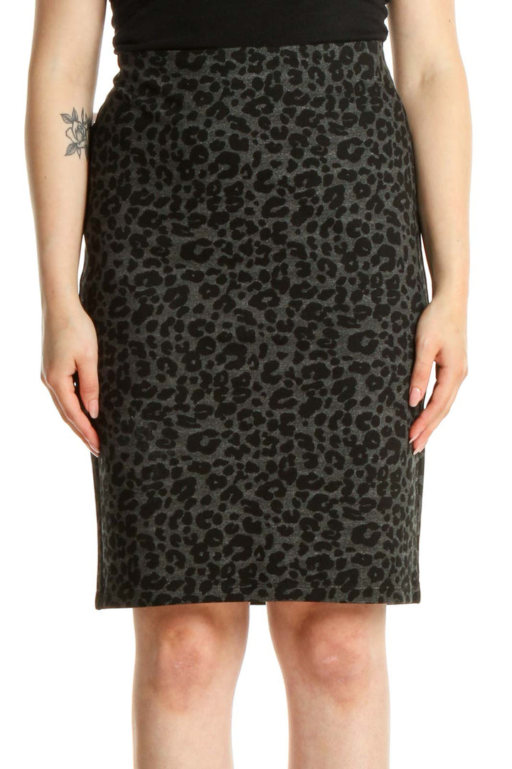 Black Animal Print Classic Pencil Skirt