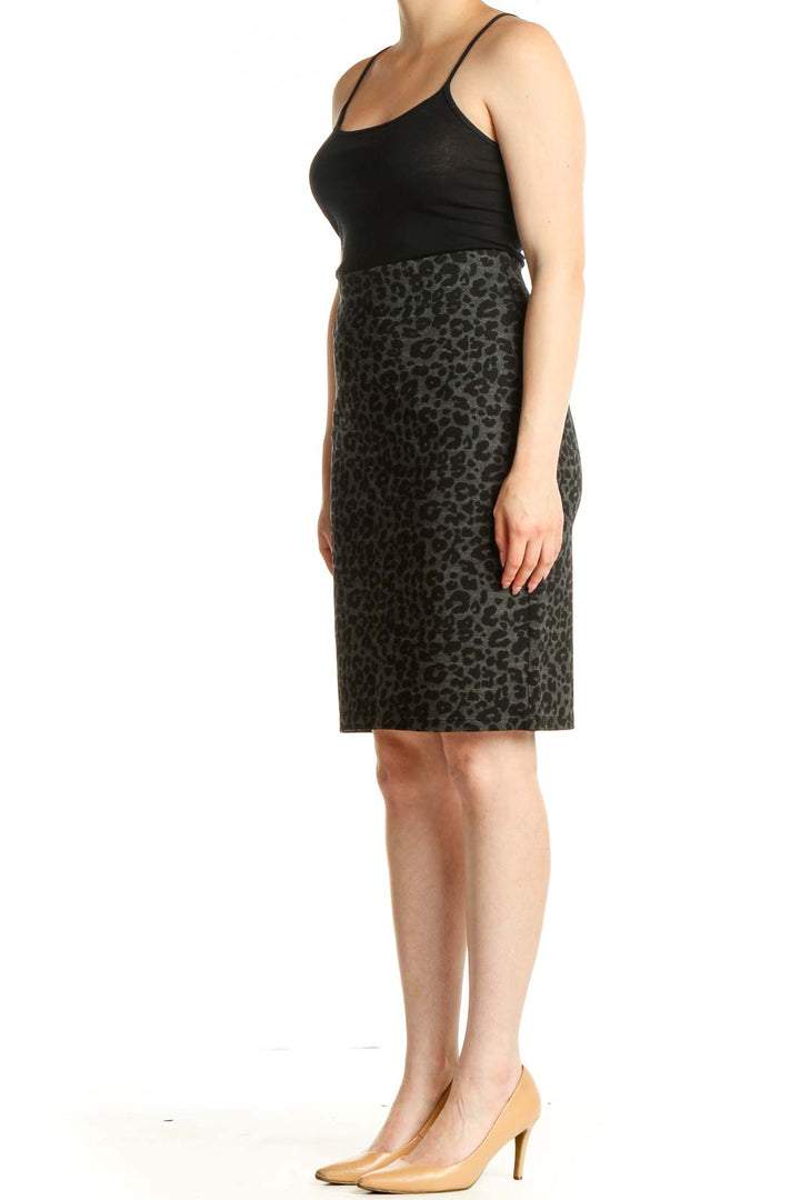 Black Animal Print Classic Pencil Skirt