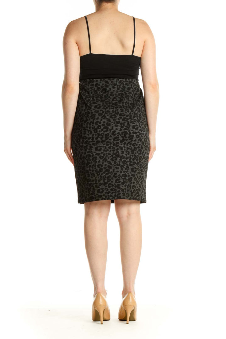 Black Animal Print Classic Pencil Skirt