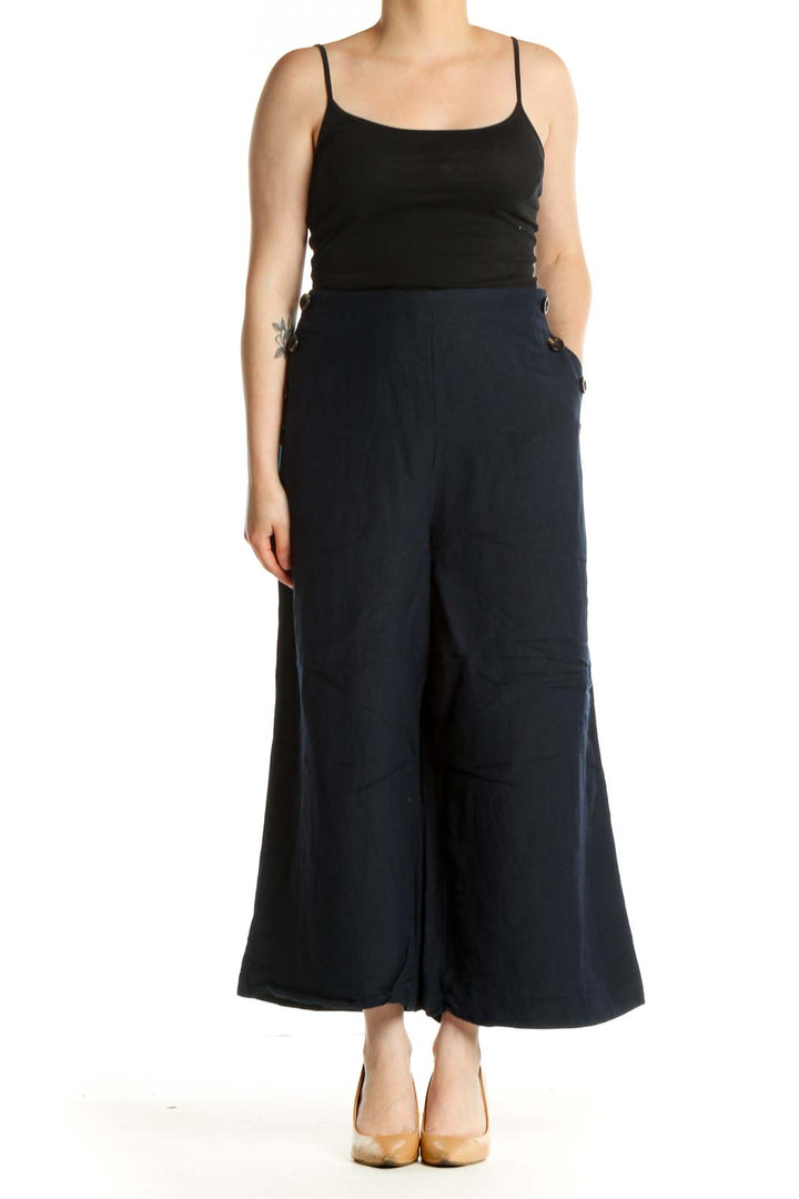 Black Solid Casual Palazzo Pants