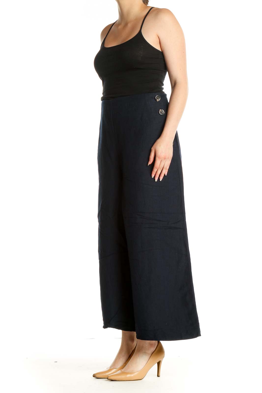 Black Solid Casual Palazzo Pants