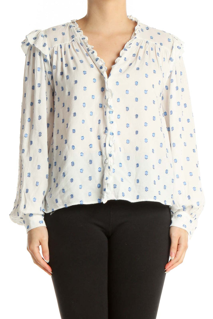 Beige Polka Dot All Day Wear Blouse