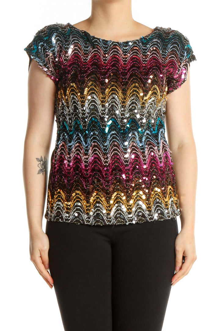 Multicolor Chevron Party Blouse