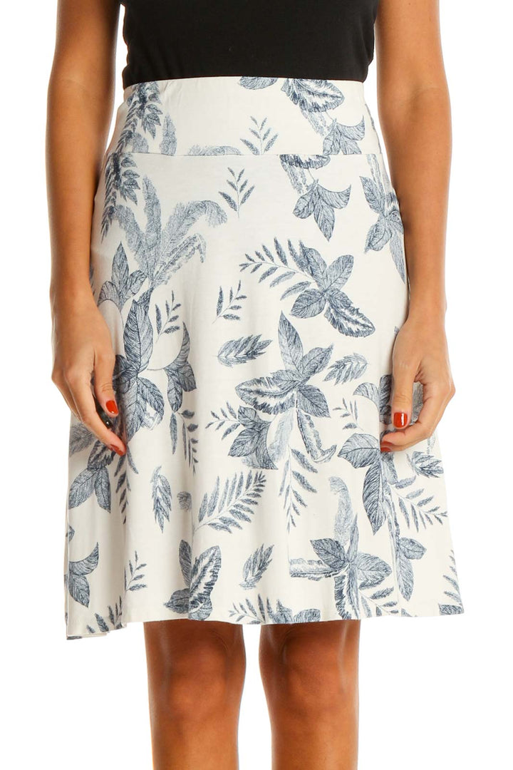 White Printed Chic A-Line Skirt