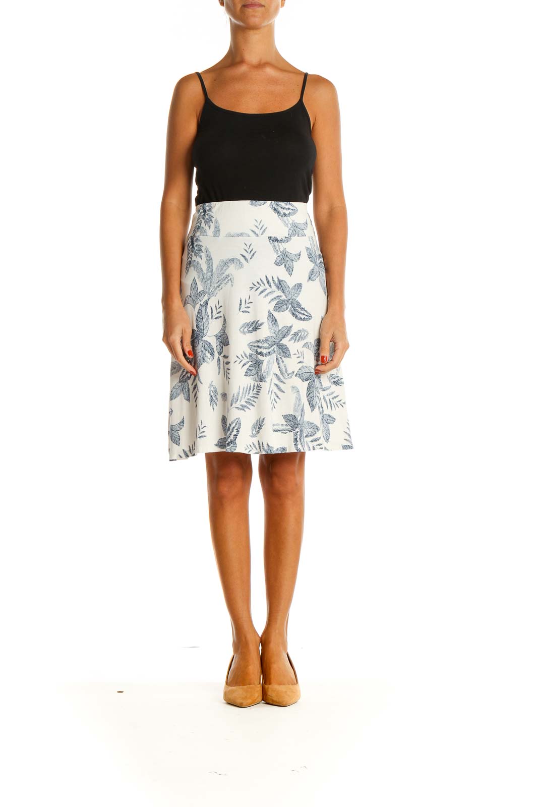 White Printed Chic A-Line Skirt