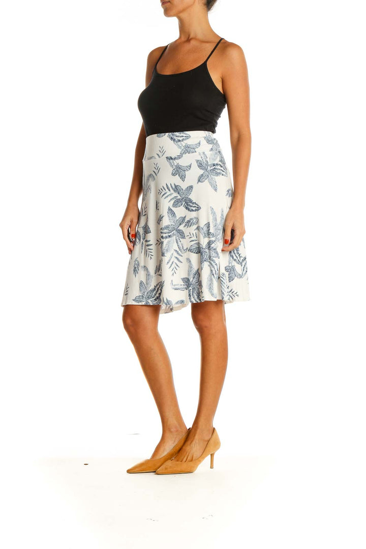 White Printed Chic A-Line Skirt