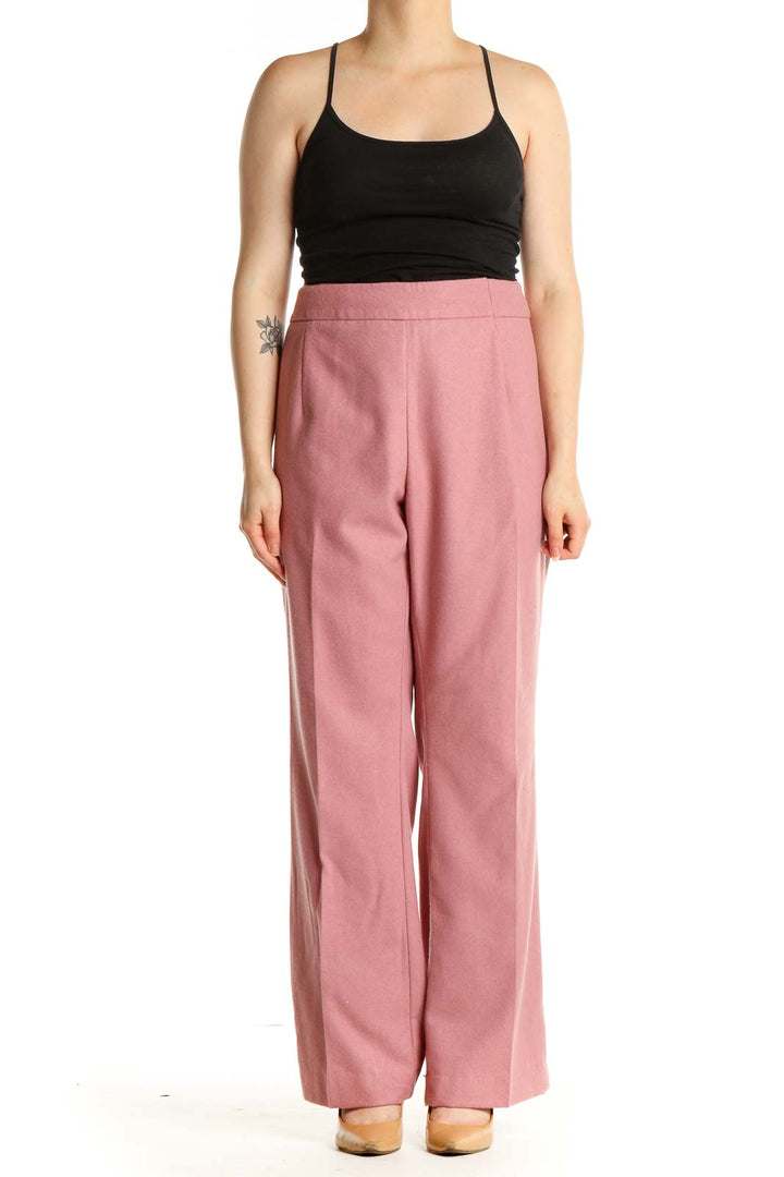 Pink Solid Casual Trousers