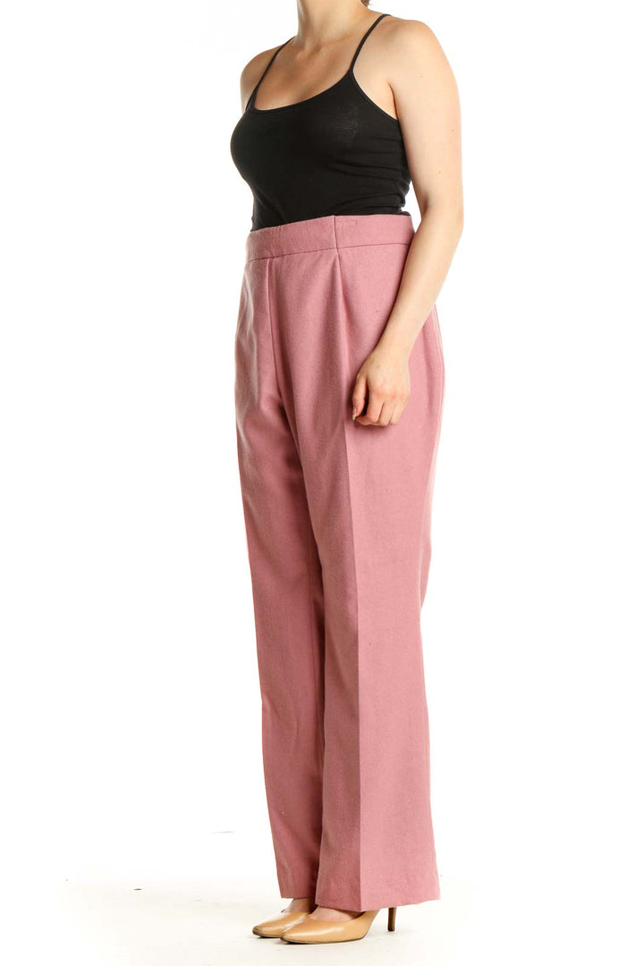 Pink Solid Casual Trousers