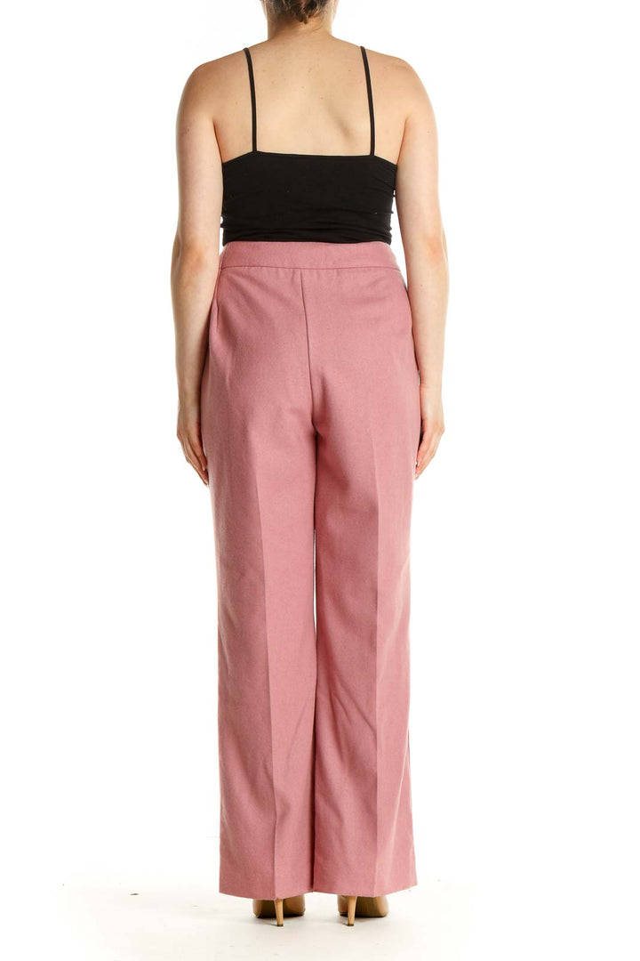 Pink Solid Casual Trousers