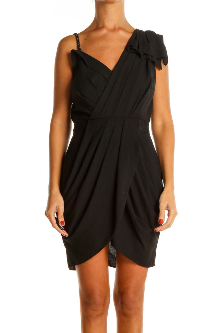 Black Solid Classic Fit & Flare Dress