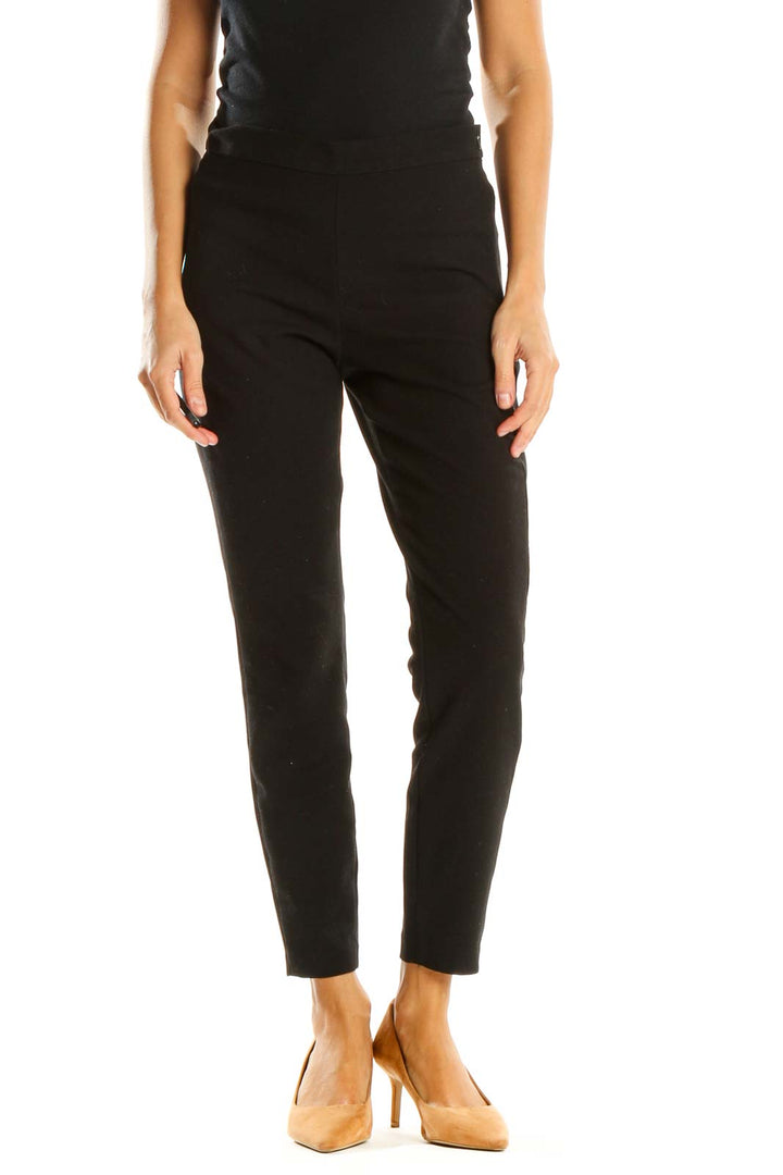 Black Solid Casual Pants