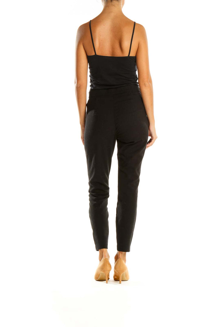 Black Solid Casual Pants