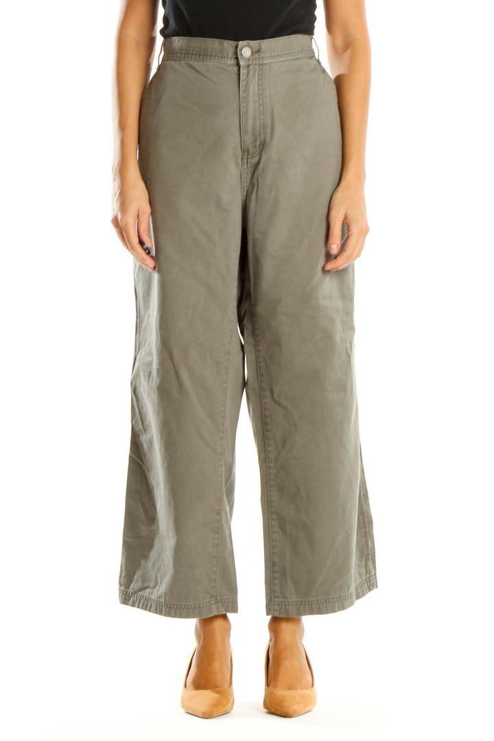 Gray Solid Casual Palazzo Pants