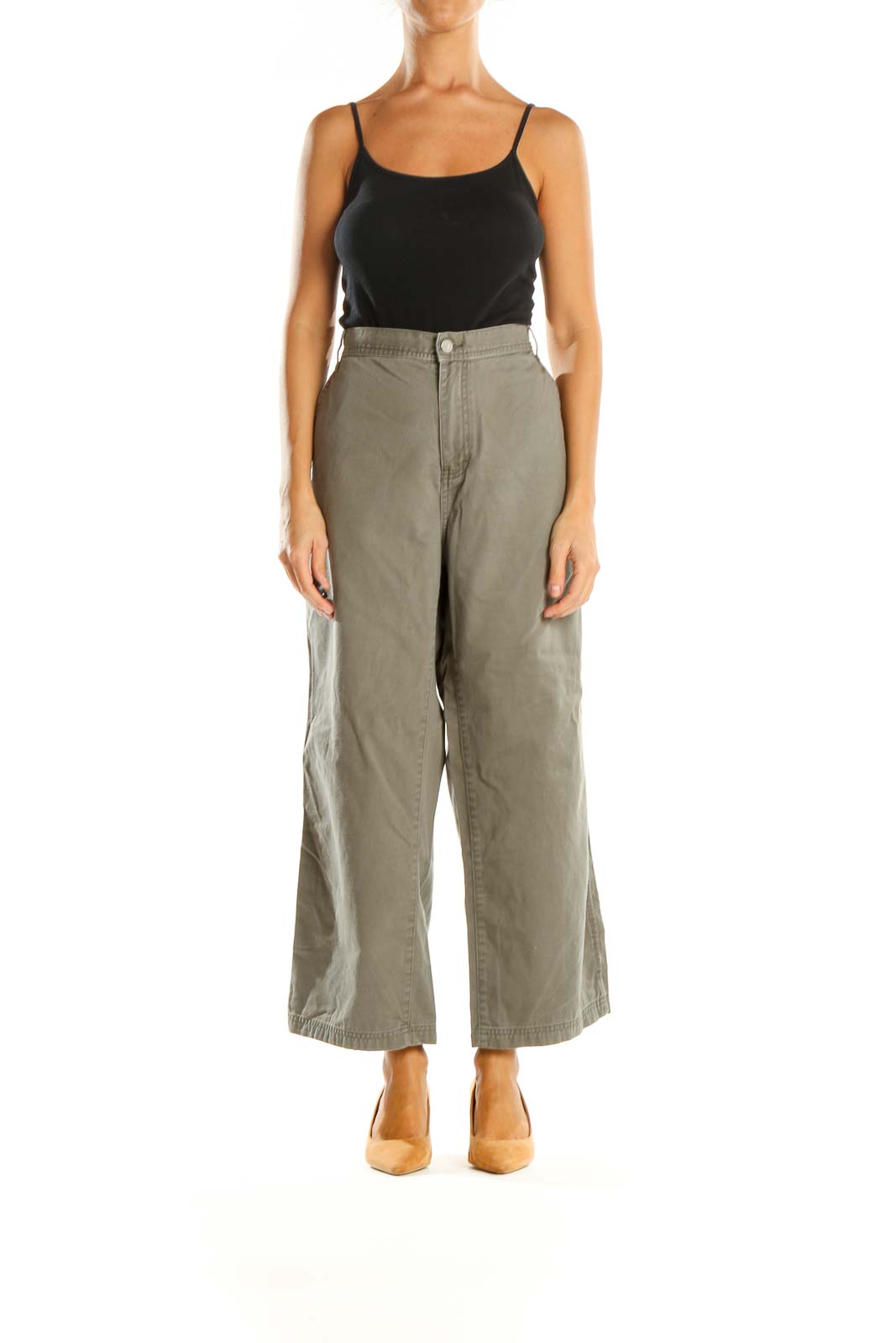 Gray Solid Casual Palazzo Pants