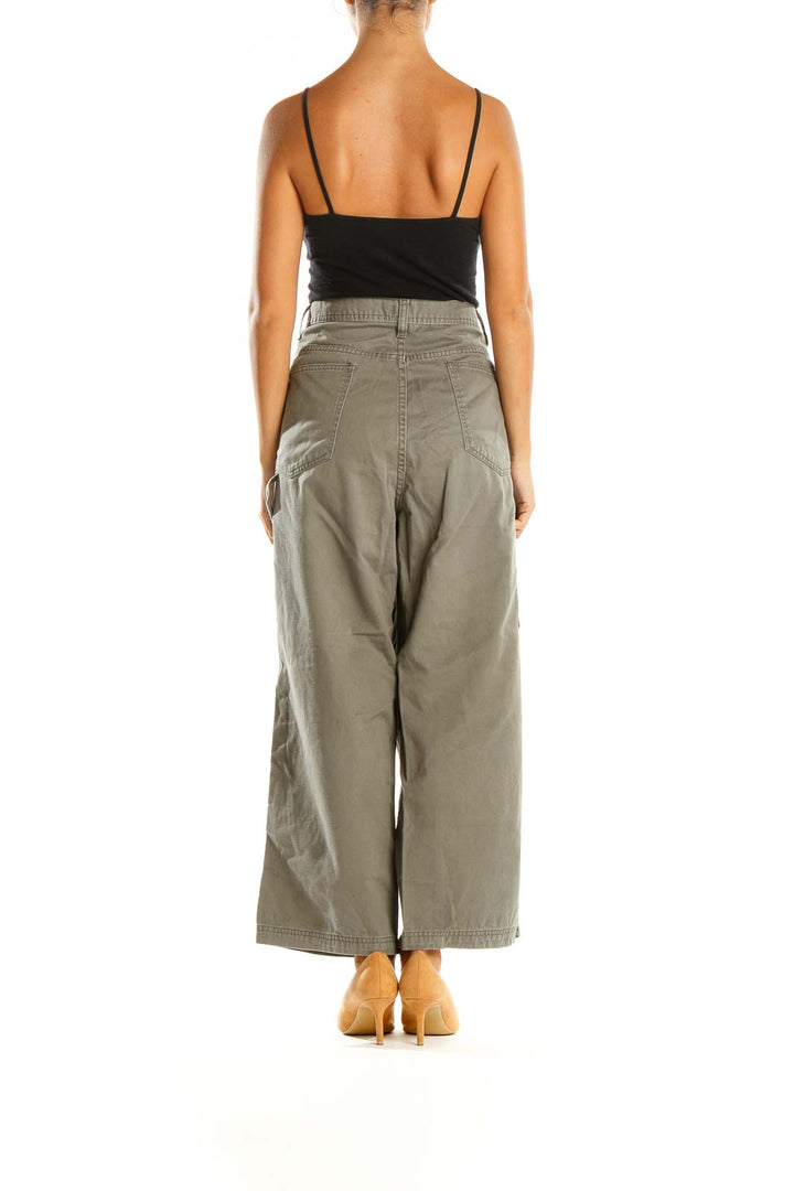 Gray Solid Casual Palazzo Pants