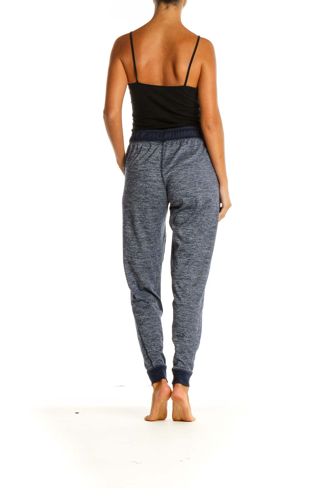 Blue Textured Casual Sweatpants