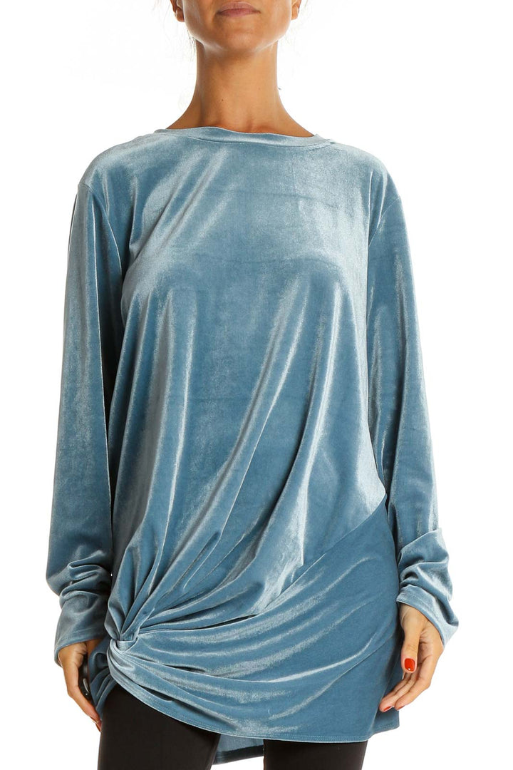 Blue Solid Velour Shirt