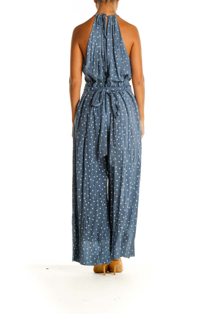 Blue Cocktail Polka Dot Fit & Flare Jumpsuit