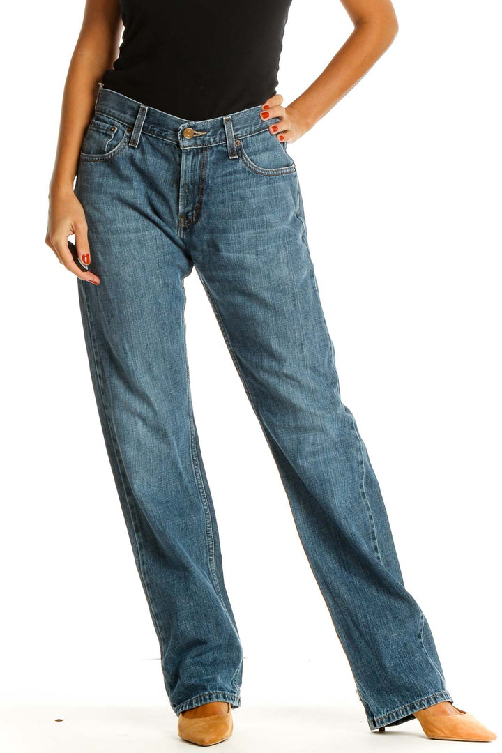 Blue Straight Leg Jeans