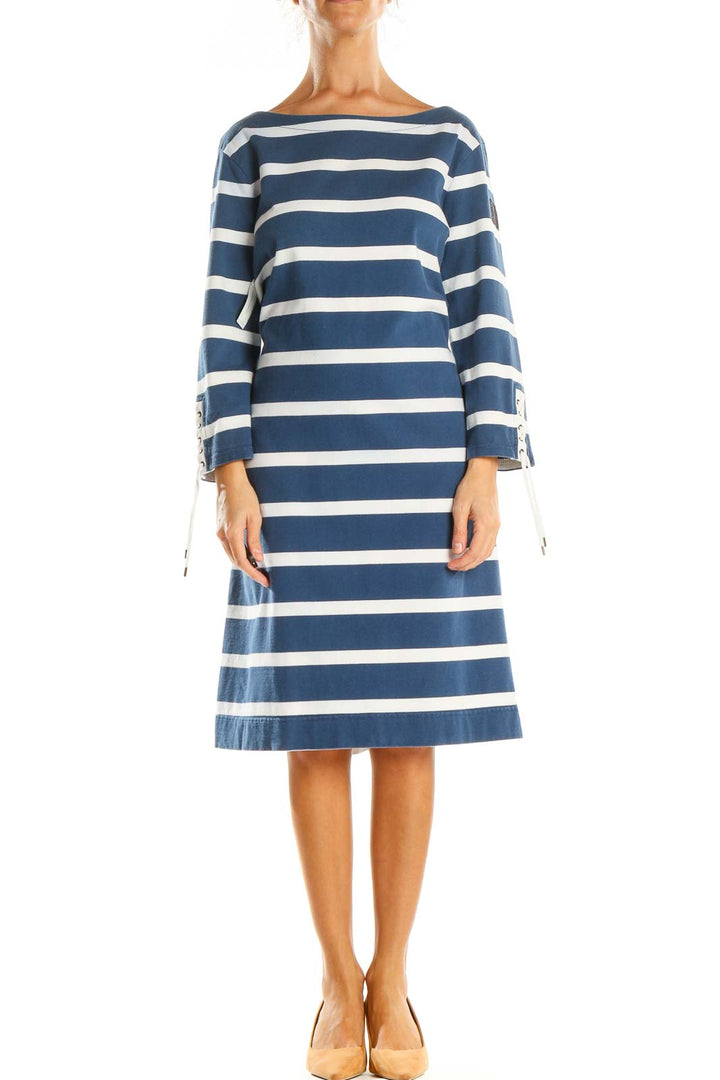 Blue Striped Day A-Line Dress