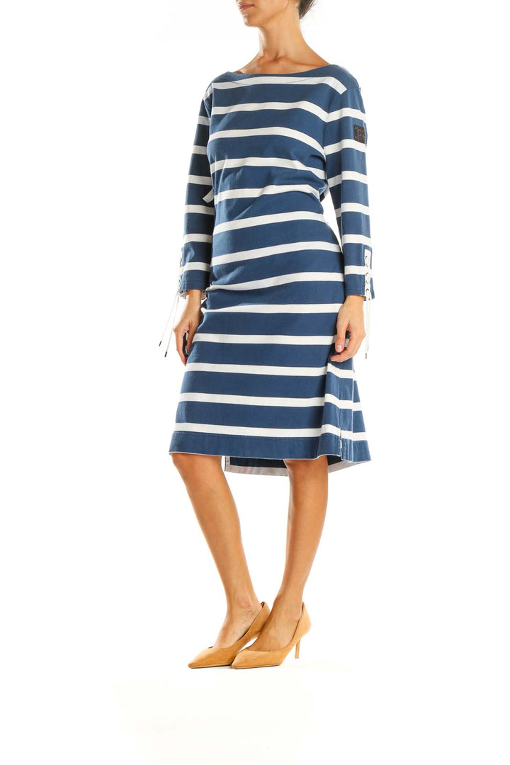 Blue Striped Day A-Line Dress