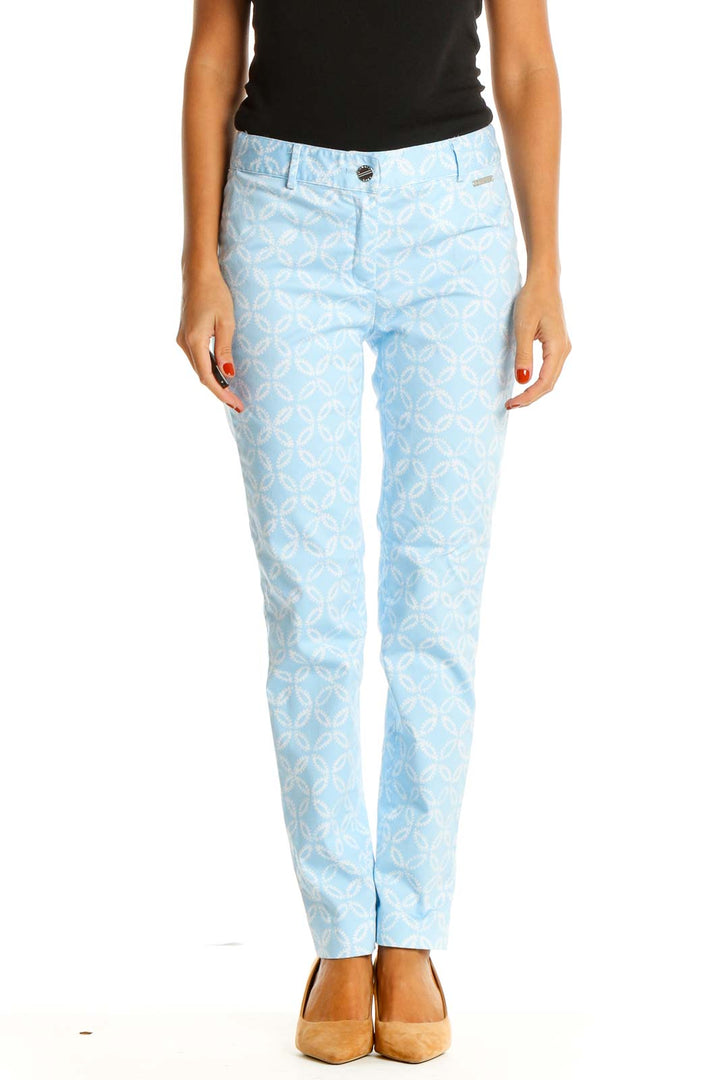 Blue Printed All Day Wear Trousers