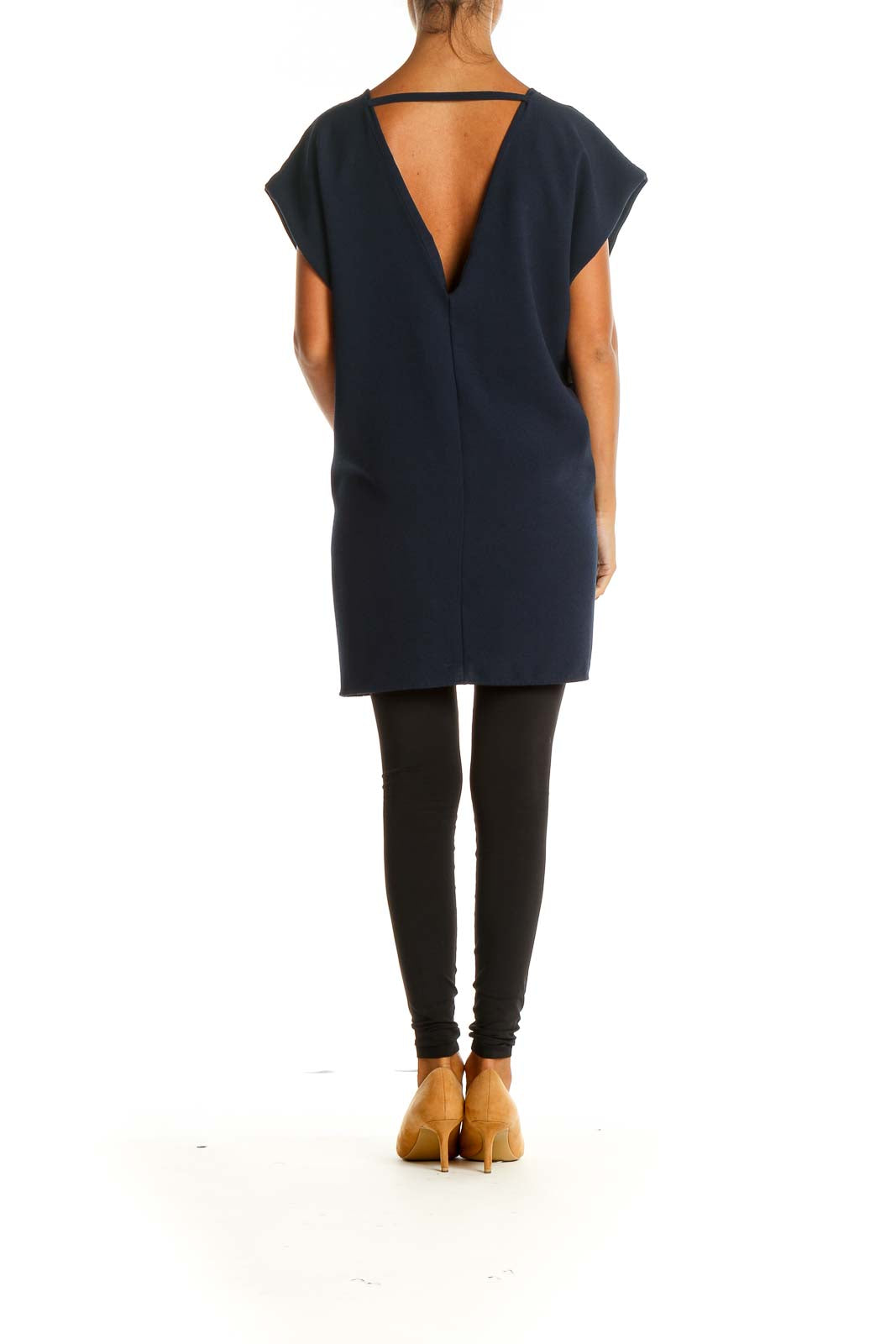 Blue Solid Day Shift Dress