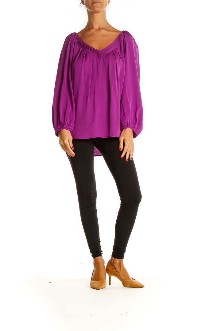 Purple Solid Retro Blouse