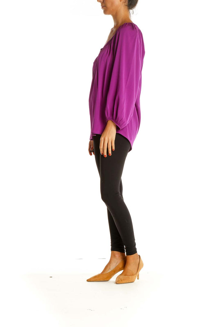 Purple Solid Retro Blouse