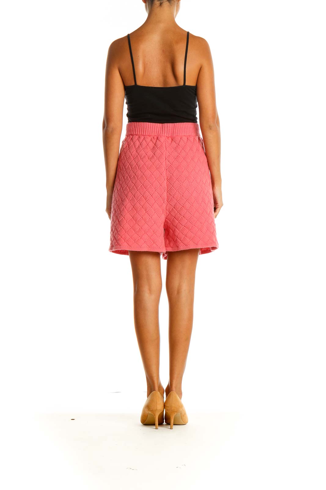 Pink Textured Chic Shorts