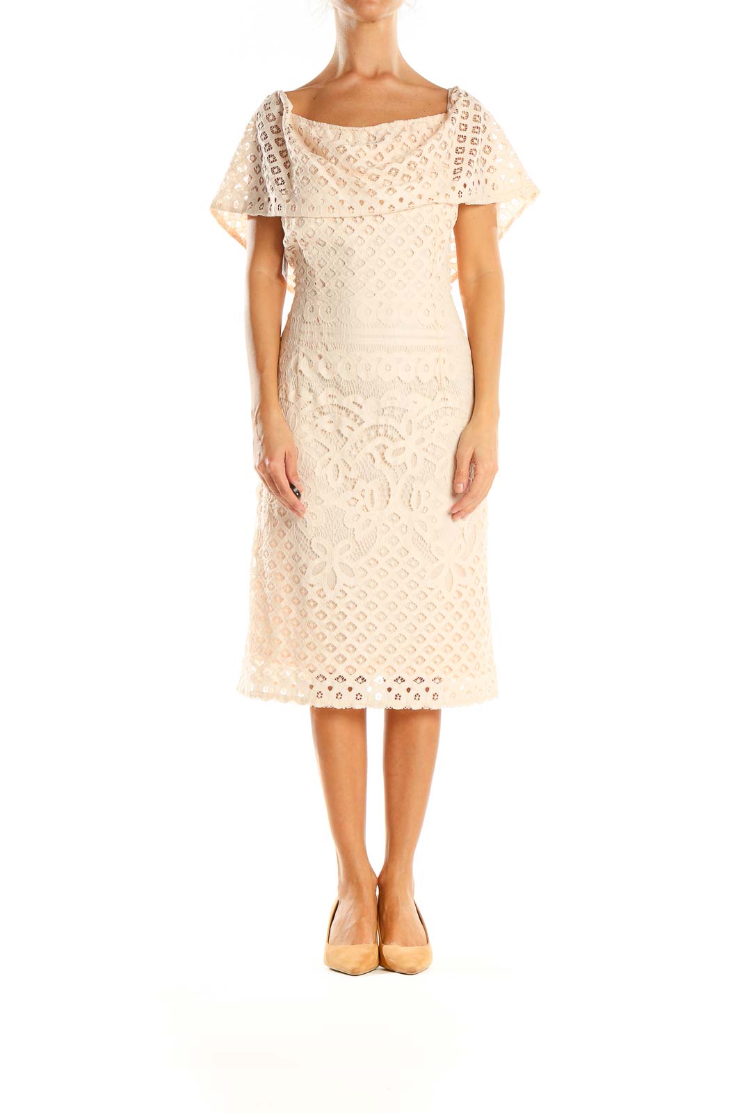 Beige Lace Bohemian Sheath Dress