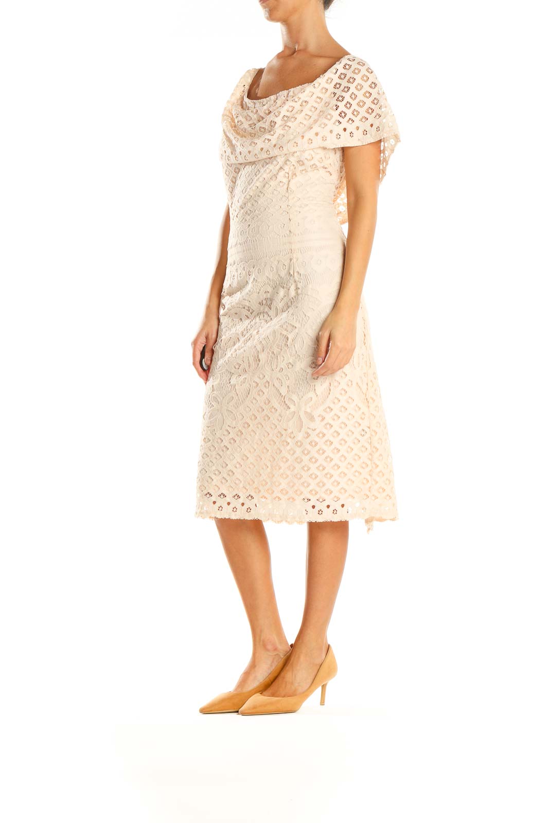 Beige Lace Bohemian Sheath Dress