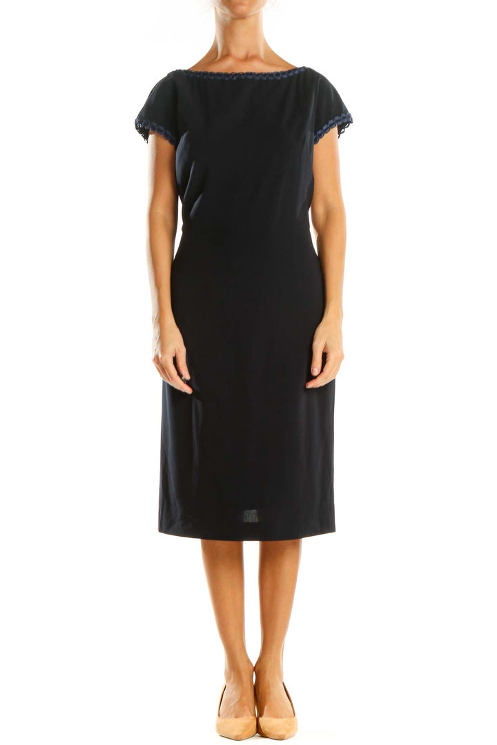 Black Solid Day Sheath Dress