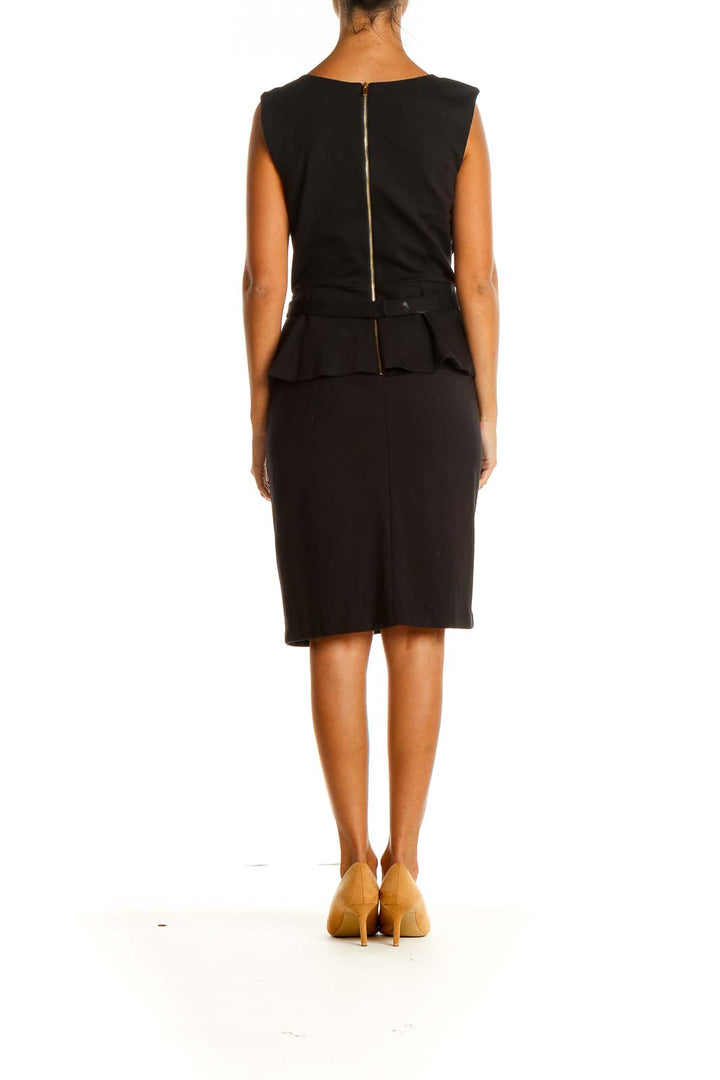 Black Solid Work Sheath Dress