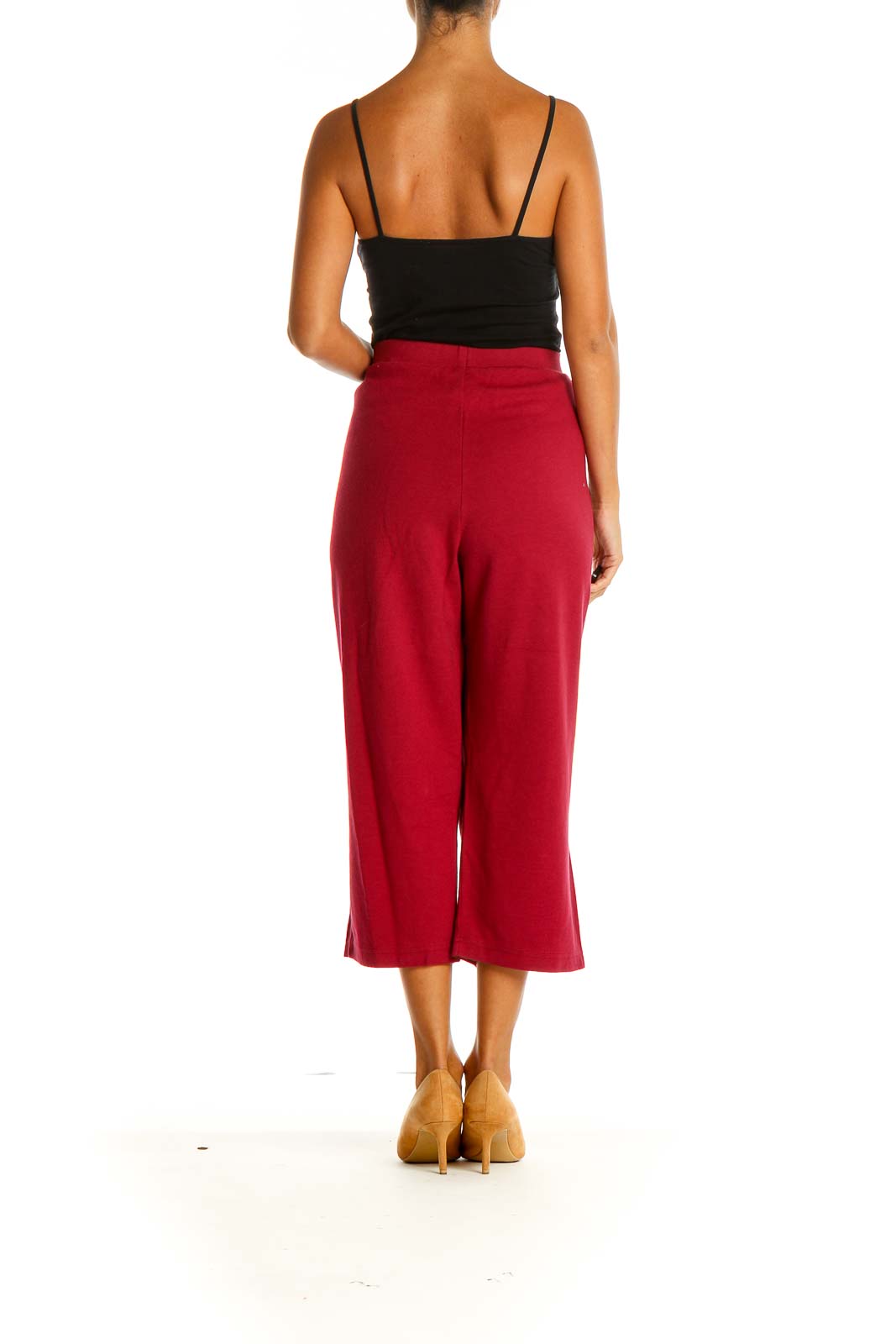 Red Solid All Day Wear Capri Pants