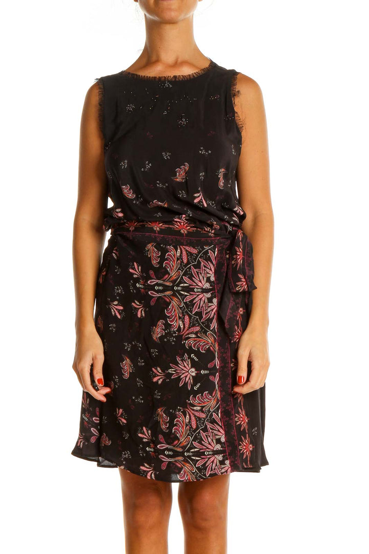 Black Printed Day Fit & Flare Dress