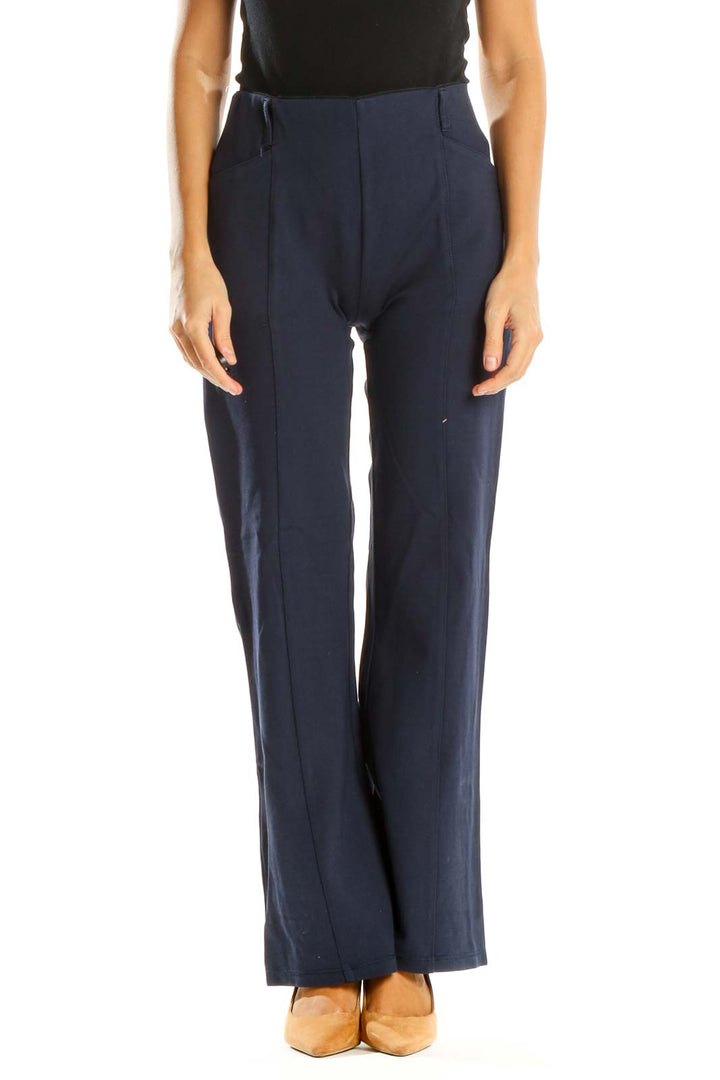 Blue Solid Classic Trousers