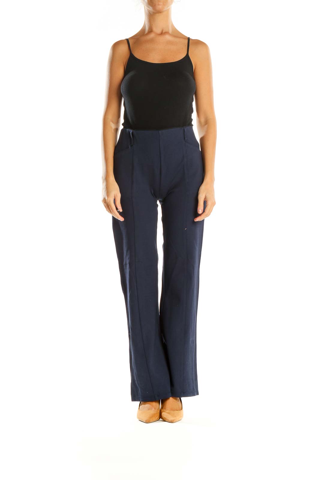 Blue Solid Classic Trousers