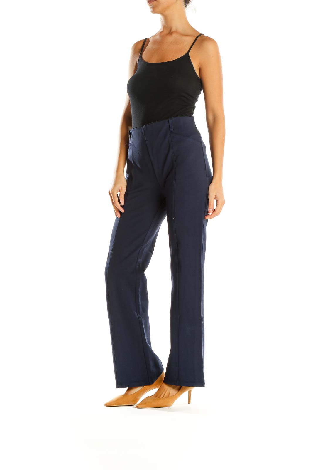 Blue Solid Classic Trousers