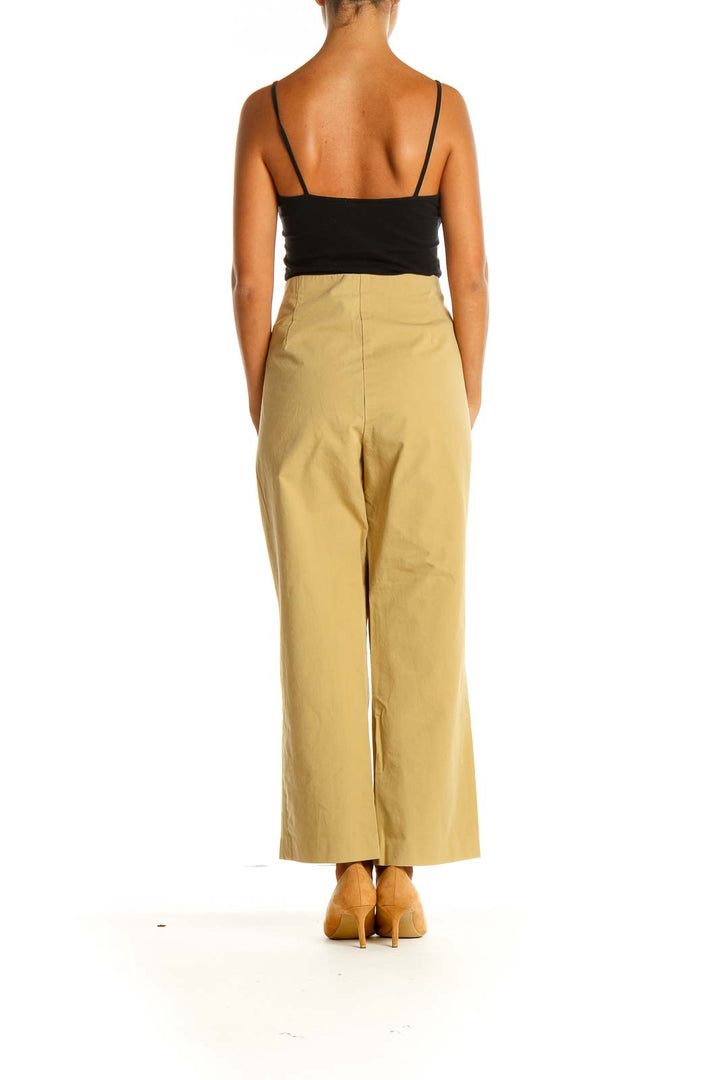 Yellow Solid Classic Straight-leg Pants