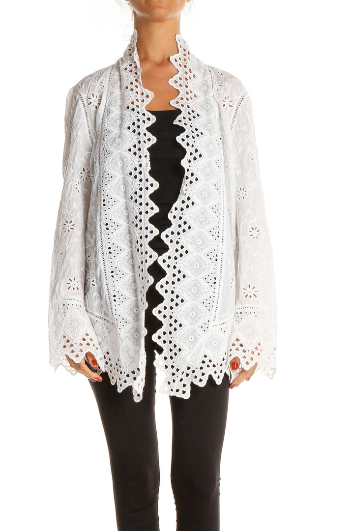 White Lace Holiday Shawl Cardigan