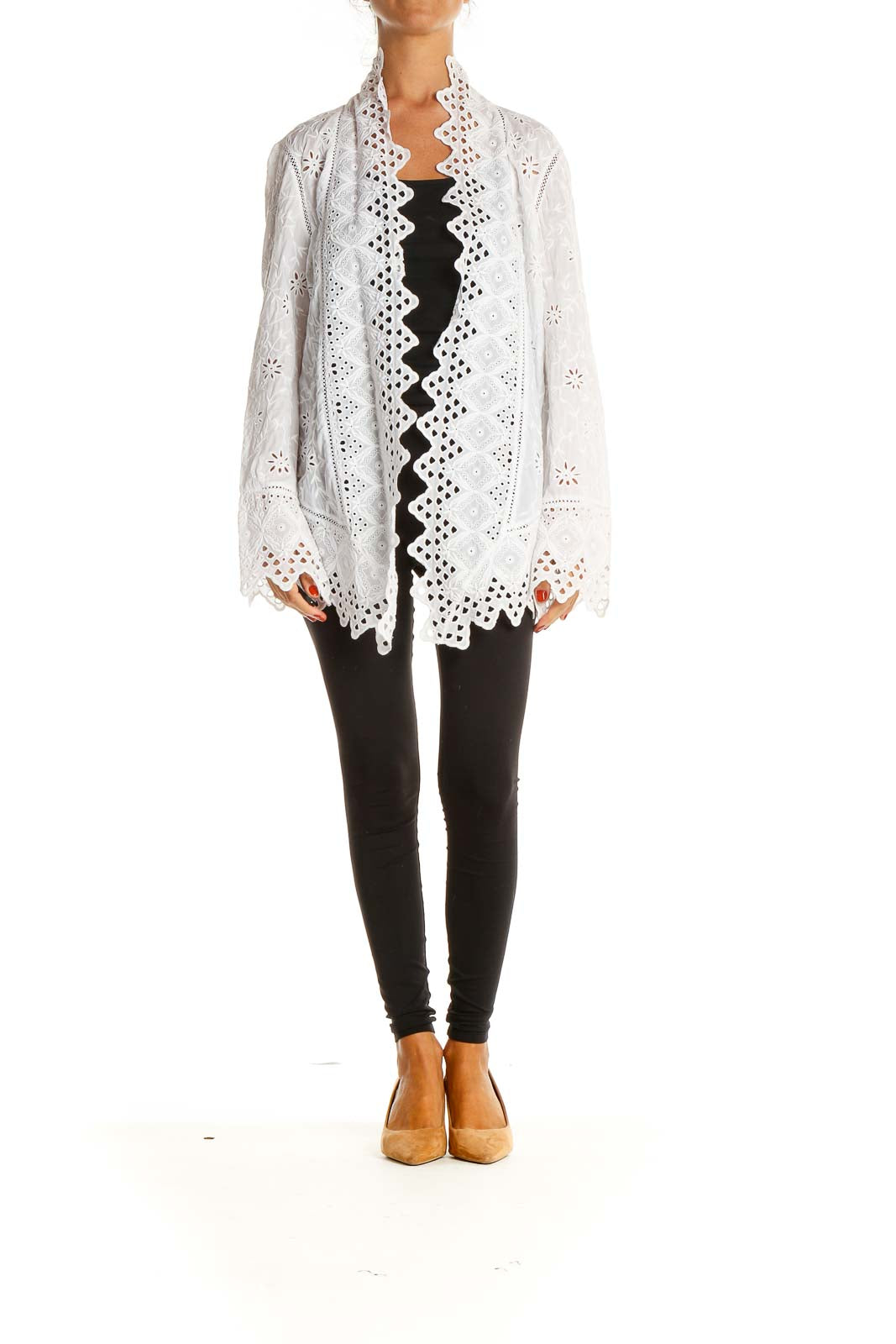 White Lace Holiday Shawl Cardigan