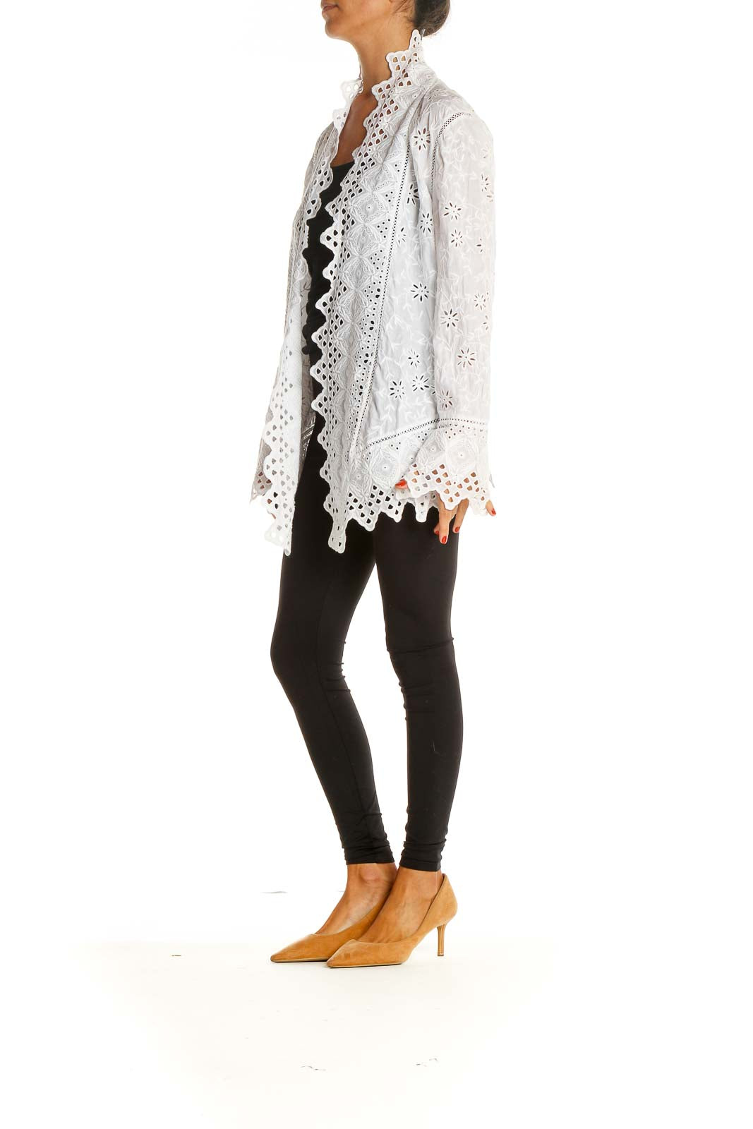 White Lace Holiday Shawl Cardigan