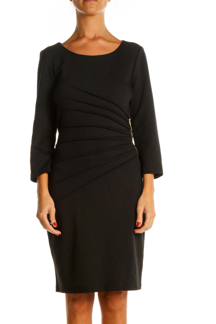 Black Solid Work Sheath Dress