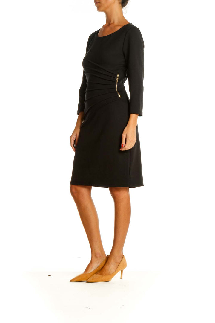 Black Solid Work Sheath Dress