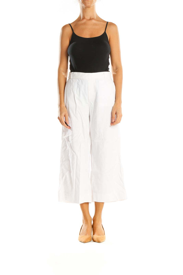 White Casual Culottes Pants